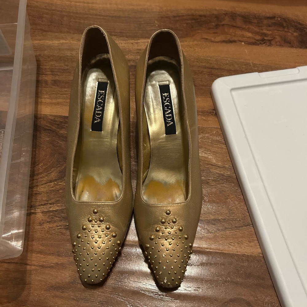 Escada Gold Studded Heels